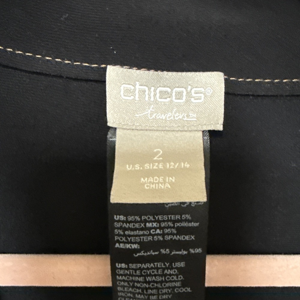 Chico Travelers Black Jacket Size 2 12/14 Pockets Staple Capsule Flowy Comfort - Picture 2 of 9
